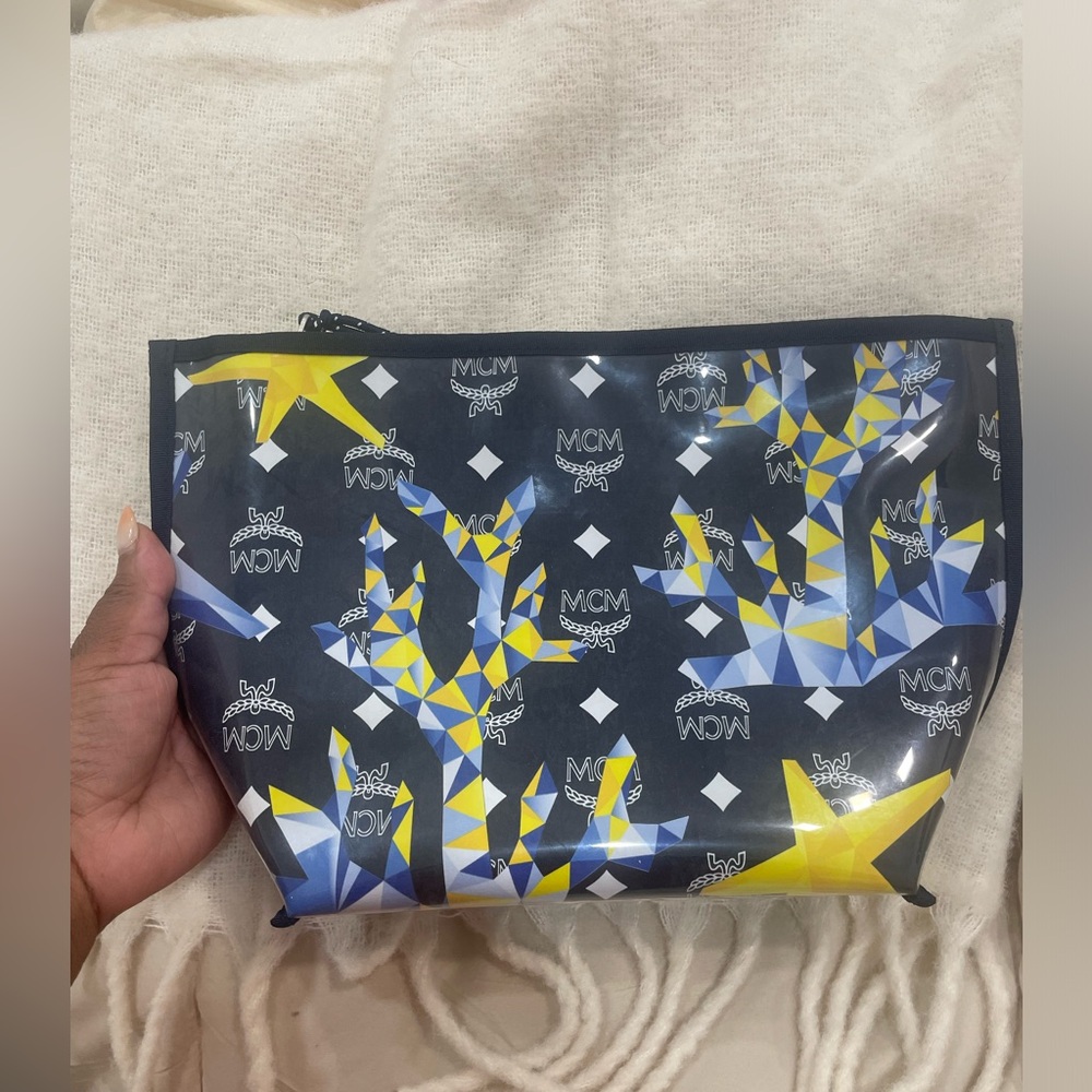 MCM Black and Yellow Geometric Toiletry Bag
